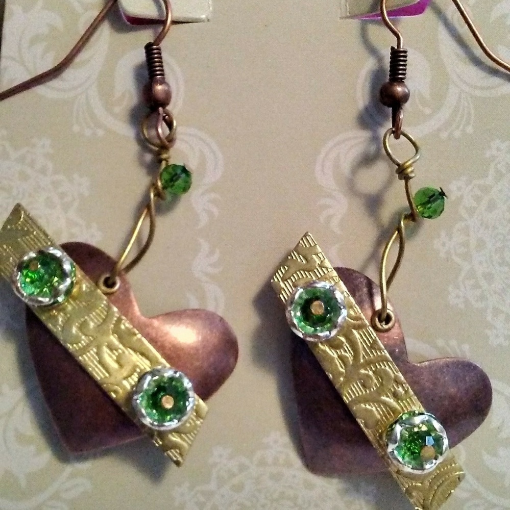 Copper Heart stump earrings